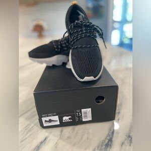 Sorel Women's Black Athletic Sneakers with White Soles